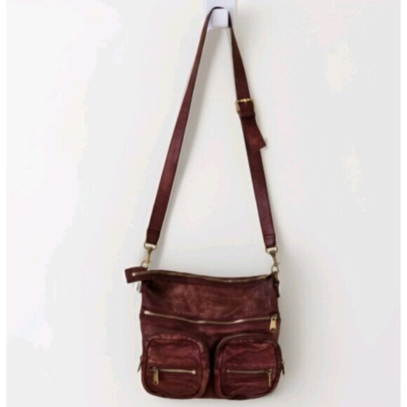 Liebeskind Handbags - Liebeskind Crossbody Bag Anny Fire Red Aged Leather Zip Flannel Plaid Lined Boho